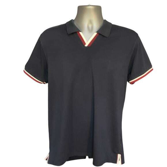 Mark Asher New York Blue Split V-Neck Short Sleeve Casual Polo Size L - Picture 1 of 8